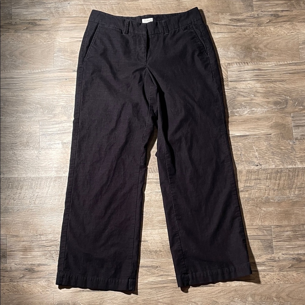 L.L. Bean Women's Black Wide Leg Corduroy Pants - Size 12
